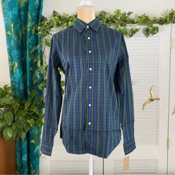 J. Crew | Slim Performance Twill Shirt Buttondown Long Sleeve Pine Plaid Green - Picture 3 of 14
